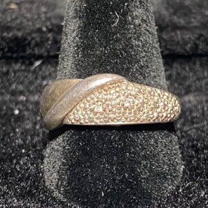 Ring 2 Diamonds Meda Sterling Silver Stamped 925 Vintage Jewelry